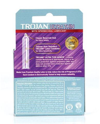 Trojan Ultra Thin Armor Spermicidal - Box Of 3