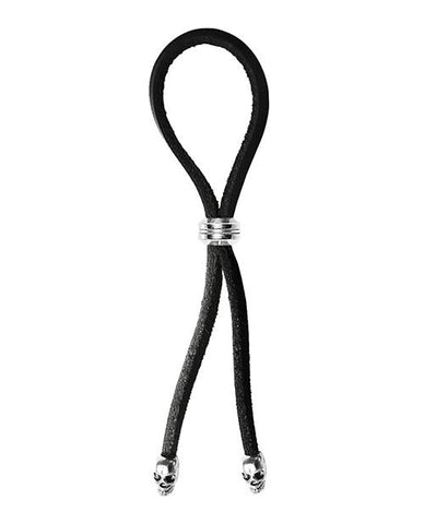 Bolo Cock Ring Leather Lasso Bead Slider w/Skull Tips - Slightly Legal Toys - Bolo Cock Ring Leather Lasso Bead Slider w/Skull Tips Cockrings & Lassos, silicone Phs International