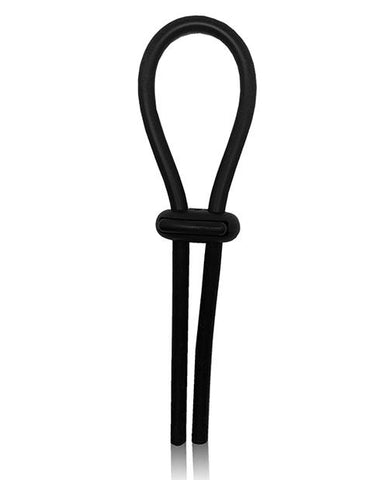 Rock Solid Lasso Single Adjustable Lock Black Silicone - Slightly Legal Toys - Rock Solid Lasso Single Adjustable Lock Black Silicone BK - Black, Clamshell, Cockrings & Lassos, silicone Lucom Usa LLC