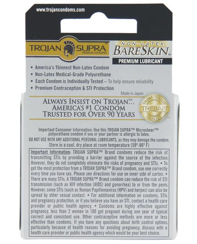 Trojan Supra Ultra-thin Polyurethane Condoms - Box Of 3-Condoms-Paradise Marketing-Slightly Legal Toys