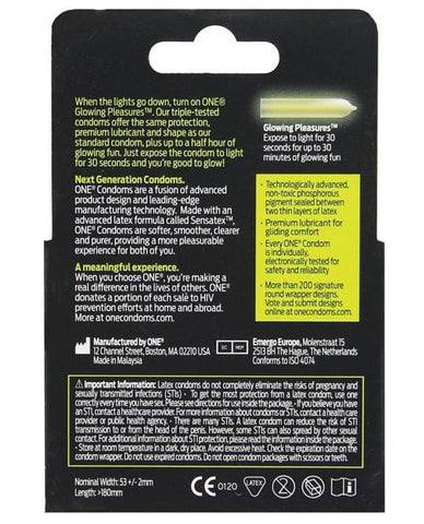 One Glowing Pleasures Condoms - Box Of 3-Condoms-Paradise Marketing-Slightly Legal Toys