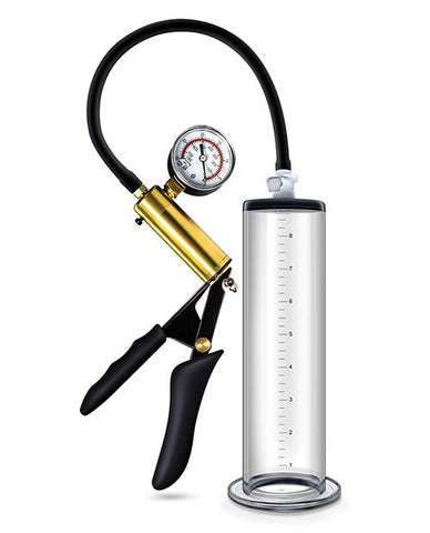 Blush Performance VX6 Vacuum Penis Pump w/Brass Pistol & Pressure Gauge - Slightly Legal Toys - Blush Performance VX6 Vacuum Penis Pump w/Brass Pistol & Pressure Gauge abs_plastic, acrylic, CL - Clear, Pumps, pvc, silico Blush Novelties