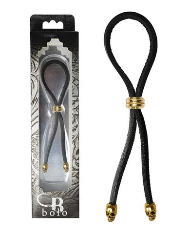 Bolo Cock Ring Leather Lasso Bead Slider w/Skull Tips - Slightly Legal Toys - Bolo Cock Ring Leather Lasso Bead Slider w/Skull Tips Cockrings & Lassos, silicone Phs International