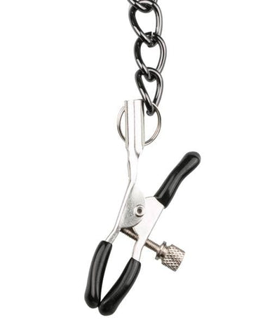 Easy Toys Faux Leather Collar W-nipple Chains - Black - Slightly Legal Toys - Easy Toys Faux Leather Collar W-nipple Chains - Black BK - Black, Nipple Clamps & Clit Clips Edc Internet Bv