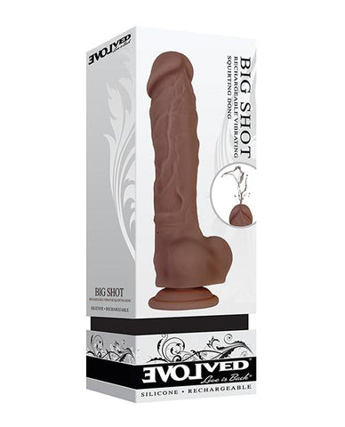 Evolved Big Shot Vibrating & Squirting Dong - Brown - Slightly Legal Toys - Evolved Big Shot Vibrating & Squirting Dong - Brown BN - Brown, Suction Cup Evolved Novelties INC
