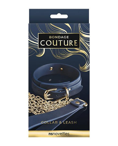 Bondage Couture Vinyl Collar & Leash - Slightly Legal Toys - Bondage Couture Vinyl Collar & Leash BL - Blue, Bondage Couture, Leashes, metal, polyurethane_pu Ns Novelties INC