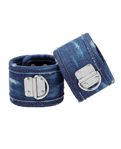 Ouch! Denim Handcuffs - Blue - Slightly Legal Toys - Ouch! Denim Handcuffs - Blue BL - Blue, Box, denim, Hand Or Wrist Cuffs, metal Shots America LLC