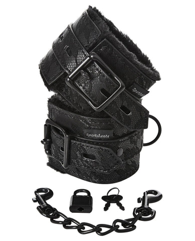 Sincerely Lace Fur Lined Handcuffs-Bondage Blindfolds & Restraints-Sportsheets International-Slightly Legal Toys