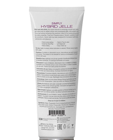 Wicked Sensual Care Simply Hybrid Jelle Lubricant - 4 Oz - Slightly Legal Toys - Wicked Sensual Care Simply Hybrid Jelle Lubricant - 4 Oz Gels, Tube Wicked Sensual Care