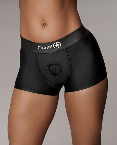 Shots Ouch Vibrating Strap On Boxer - Black M/l