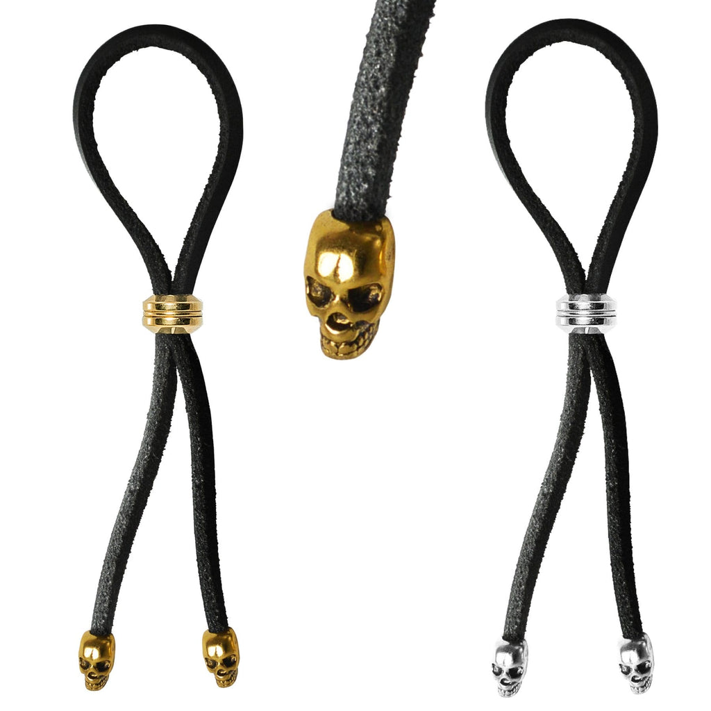 Bolo Cock Ring Leather Lasso Bead Slider w/Skull Tips - Slightly Legal Toys - Bolo Cock Ring Leather Lasso Bead Slider w/Skull Tips Cockrings & Lassos, silicone Phs International