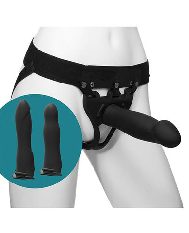 Body Extensions Hollow Silicone Vibrating 4 Piece Strap-On Set - Slightly Legal Toys - Body Extensions Hollow Silicone Vibrating 4 Piece Strap-On Set Harness W/ Dildo & Dong, silicone Doc Johnson