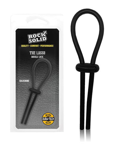Rock Solid Lasso Single Adjustable Lock Black Silicone - Slightly Legal Toys - Rock Solid Lasso Single Adjustable Lock Black Silicone BK - Black, Clamshell, Cockrings & Lassos, silicone Lucom Usa LLC