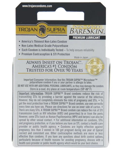 Trojan Supra Ultra-thin Polyurethane Condoms - Box Of 3-Condoms-Paradise Marketing-Slightly Legal Toys