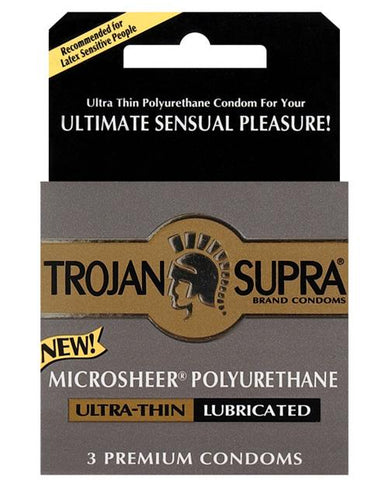 Trojan Supra Ultra-thin Polyurethane Condoms - Box Of 3-Condoms-Paradise Marketing-Slightly Legal Toys