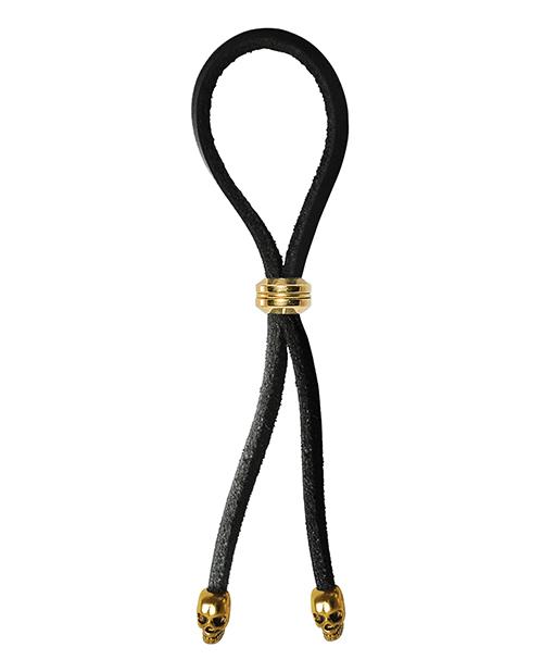 Bolo Cock Ring Leather Lasso Bead Slider w/Skull Tips - Slightly Legal Toys - Bolo Cock Ring Leather Lasso Bead Slider w/Skull Tips Cockrings & Lassos, silicone Phs International