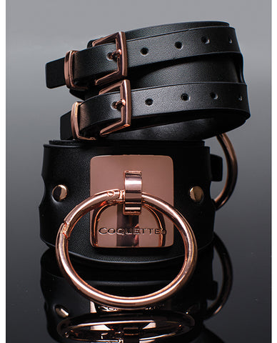 Pleasure Collection Adjustable Handcuffs - Black-rose Gold