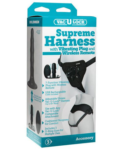 Vac-u-lock Supreme Harness w/Vibrating Plug & Remote