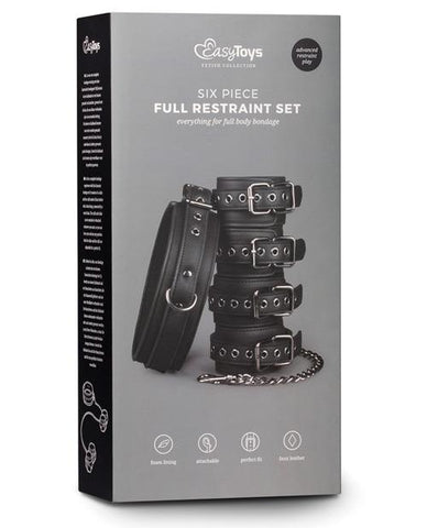 Easy Toys Fetish Set W-collar, Ankle & Wrist Cuffs - Black - Slightly Legal Toys - Easy Toys Fetish Set W-collar, Ankle & Wrist Cuffs - Black BK - Black, Restraint Kits Edc Internet Bv