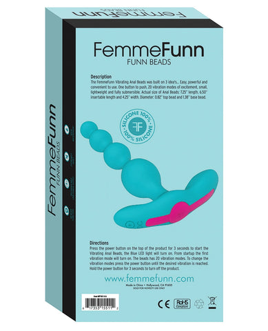 Femme Funn Beads Vibrating Anal Beads - Turquoise-Anal Products-Vvole LLC-Slightly Legal Toys