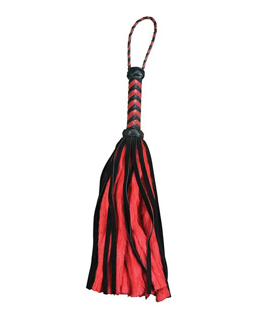 Plesur 17" Suede & Fluffy Faux Fur Tails - Black-red - Slightly Legal Toys - Plesur 17" Suede & Fluffy Faux Fur Tails - Black-red Bag, faux_fur, RBK - Red/Black, Whips S & G Entertainment / Plesur