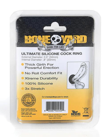 Boneyard Ultimate Silicone Cock Ring - Slightly Legal Toys - Boneyard Ultimate Silicone Cock Ring BK - Black, Cockrings & Lassos, silicone Rascal Video LLC