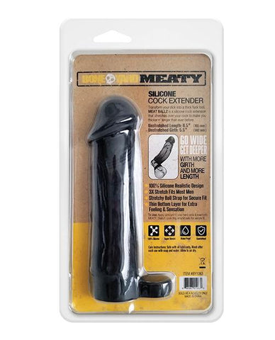 Boneyard Meaty 3X Stretch Silicone Extender - Slightly Legal Toys - Boneyard Meaty 3X Stretch Silicone Extender BK - Black, Clamshell, silicone, Sleeves Rascal Video LLC