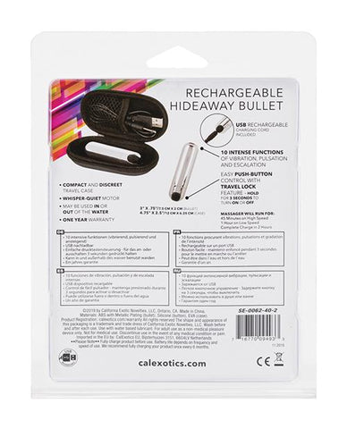 Rechargeable Hideaway Bullet - Slightly Legal Toys - Rechargeable Hideaway Bullet abs_plastic, Clit Ticklers, silicone, SV - Silver California Exotic Novelties