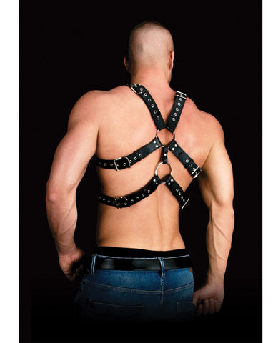 Shots Ouch Andreas Masculine Masterpiece Body Harness - Black-Bondage Blindfolds & Restraints-Shots America LLC-Slightly Legal Toys
