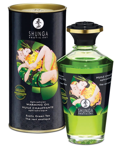 Shunga Organica Aphrodisiac Warming Oil - 3.5 Oz Green Tea-Massage Products-Shunga-Slightly Legal Toys