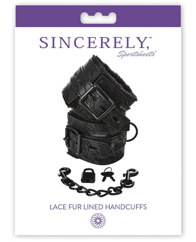 Sincerely Lace Fur Lined Handcuffs-Bondage Blindfolds & Restraints-Sportsheets International-Slightly Legal Toys