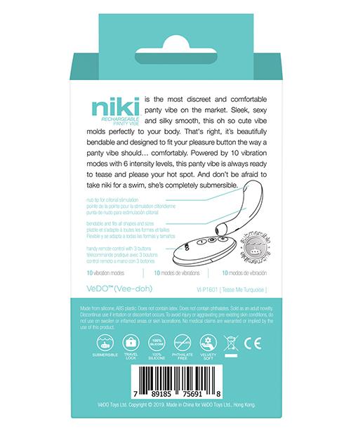 Vedo Niki Rechargeable Panty Vibe - Slightly Legal Toys - Vedo Niki Rechargeable Panty Vibe silicone, Stimulating Panties - Rechargeable, TQ - Turquoise Savvy Co.