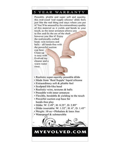 Evolved Real Supple Silicone Poseable 8.25” Dildo