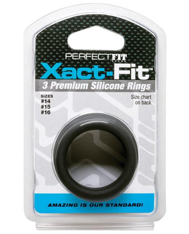 Perfect Fit Xact Fit 3 Ring Kit S - XL - Slightly Legal Toys - Perfect Fit Xact Fit 3 Ring Kit S - XL Cockrings & Lassos, silicone Perfect Fit Brand