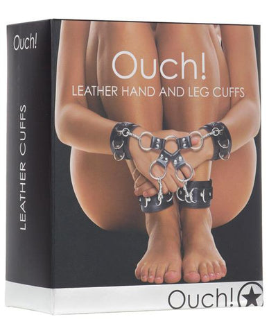 Shots Ouch Leather Hand & Leg Cuffs-Bondage Blindfolds & Restraints-Shots America LLC-Black-Slightly Legal Toys