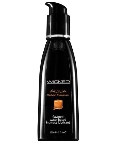 Wicked Sensual Care Aqua Waterbased Lubricant - Flavors-Lubricants-Wicked Sensual Care-Salted Caramel-4 Oz-Slightly Legal Toys