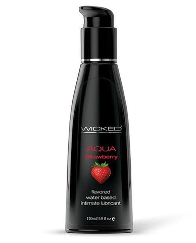 Wicked Sensual Care Aqua Waterbased Lubricant - Flavors-Lubricants-Wicked Sensual Care-Strawberry-4 Oz-Slightly Legal Toys