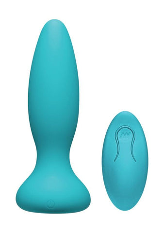 A-Play Thrust Rechargeable Silicone Anal Plug w/Remote - Slightly Legal Toys - A-Play Thrust Rechargeable Silicone Anal Plug w/Remote abs_plastic, Butt Plugs - Rechargeable, silicone, TL - Teal Doc Johnson