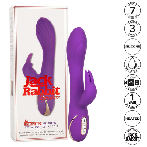 Jack Rabbit Signature Heated Silicone Rotating "G" Rabbit - Slightly Legal Toys - Jack Rabbit Signature Heated Silicone Rotating "G" Rabbit abs_plastic, PR - Purple, Rabbits & Specialities - Rechargeable, silicone California Exotic Novelties